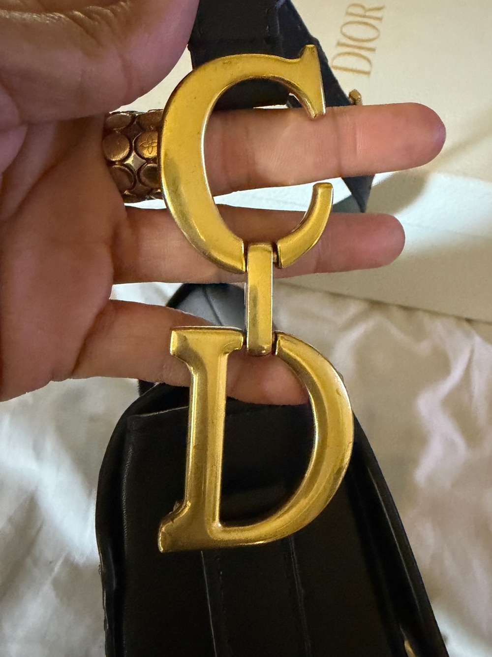 Dior Black Leather Saddle Crossbody w/Gold 'D'Charm check pictures read messages - Picture 5 of 15